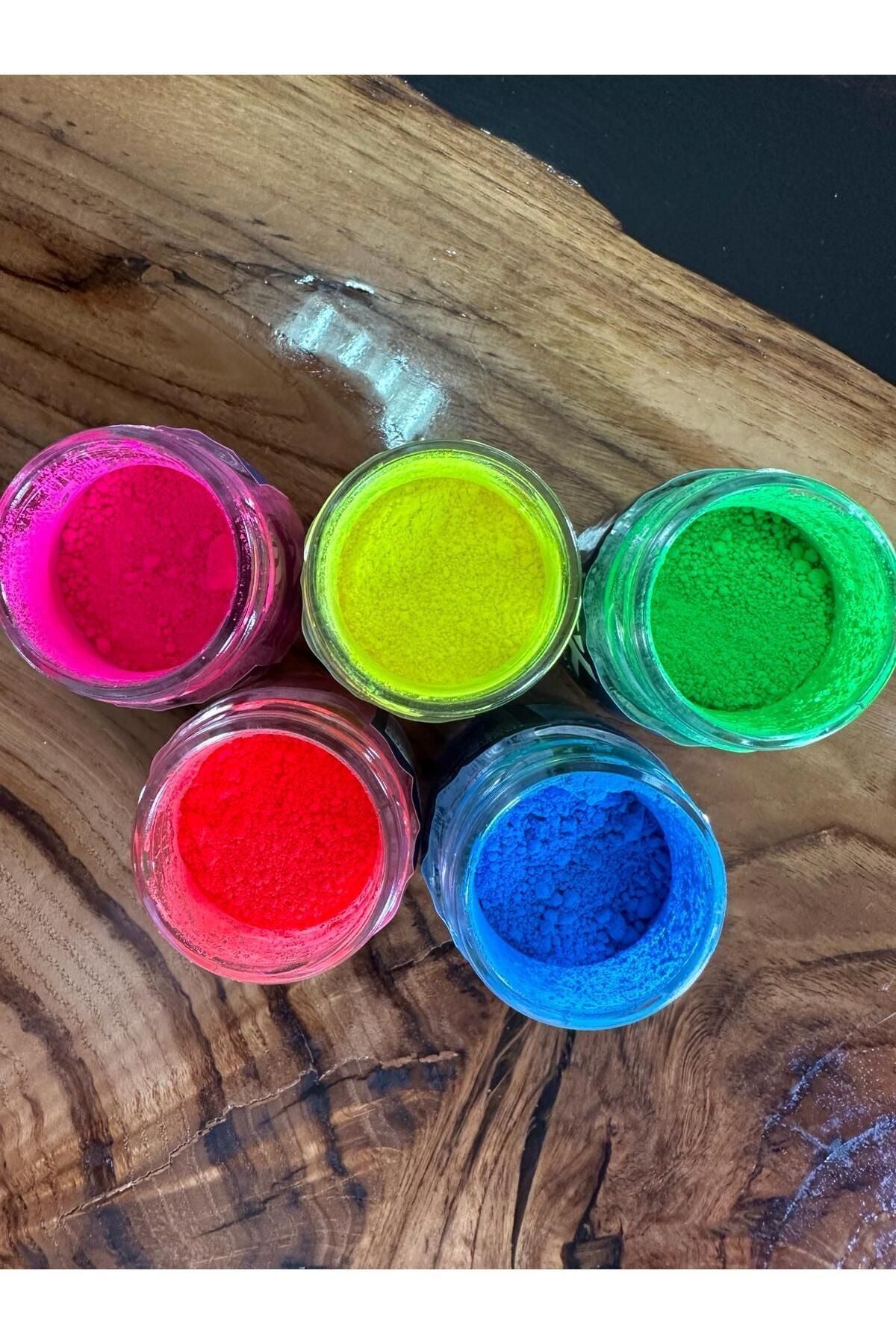 PİGMENT 5'li Neon toz boya Seti 5*10gr Pembe/Sarı/Yeşil/Mavi/Fuşya — ürün detay görseli 02