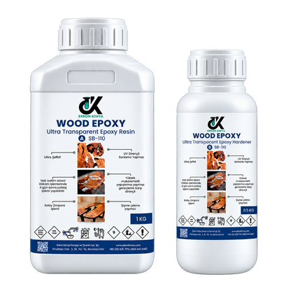 Erkon Kimya Wood Epoxy SB-110 1,5 kg set — 1 kg reçine ve 0,5 kg sertleştirici
