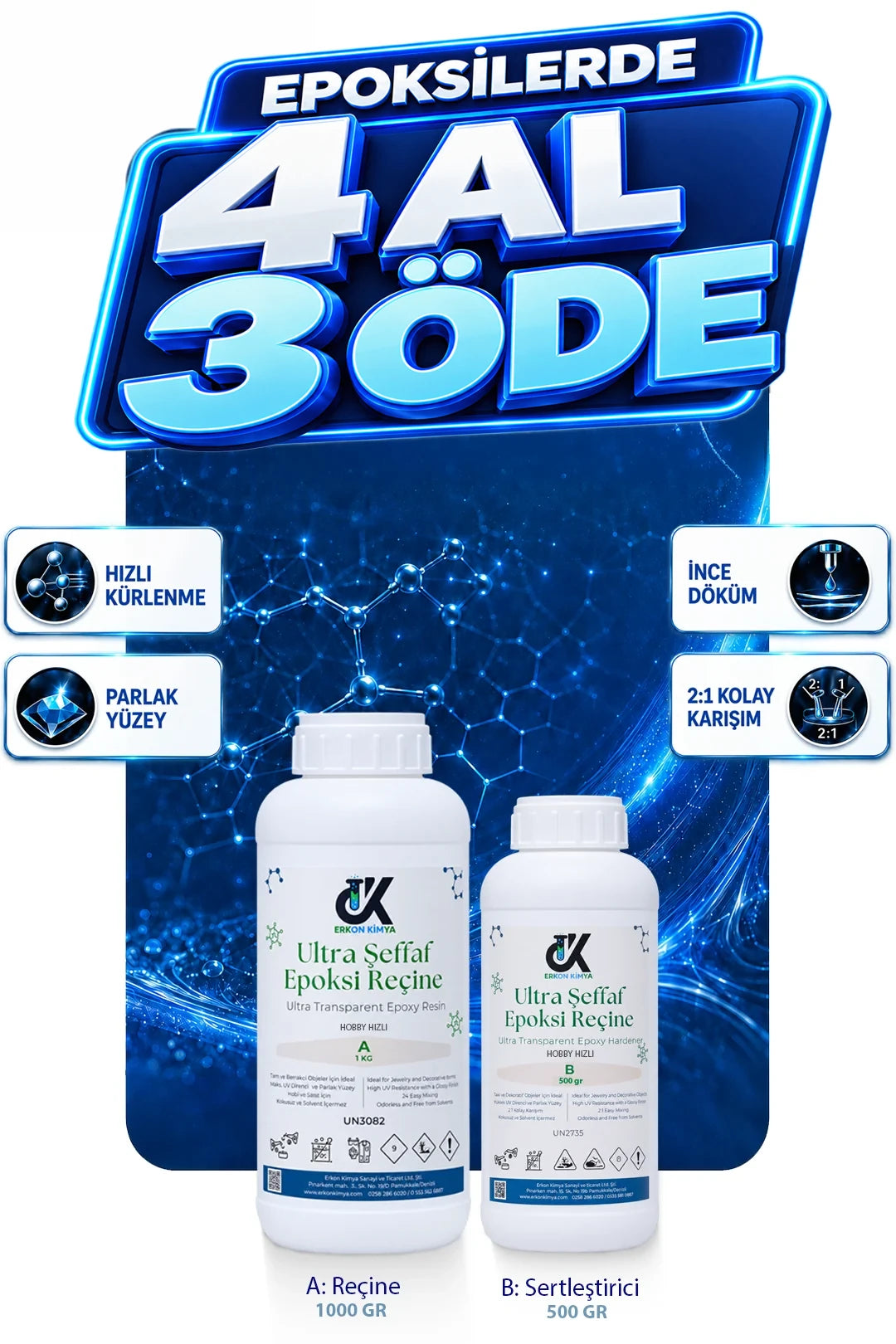 ULTRA ŞEFFAF HIZLI Hobby Epoxy Epoksi Reçine — ürün detay görseli 08